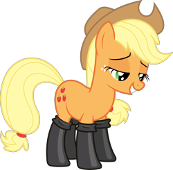 Size: 6123x6000 | Tagged: safe, artist:dasprid, applejack, earth pony, pony, somepony to watch over me, absurd resolution, bedroom eyes, fireproof boots, simple background, solo, transparent background, vector