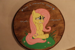 Size: 5184x3456 | Tagged: safe, artist:farondk, fluttershy, pegasus, pony, female, mare, painting, woodwork