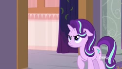 Size: 1920x1080 | Tagged: safe, screencap, starlight glimmer, pony, a matter of principals, annoyed, curtain, solo