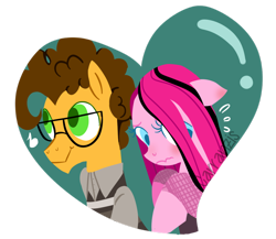 Size: 1024x889 | Tagged: safe, artist:carranzis, cheese sandwich, pinkie pie, earth pony, pony, cheesepie, clothes, female, glasses, male, shipping, straight