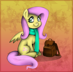 Size: 1119x1108 | Tagged: safe, artist:stasy-macalister, fluttershy, pegasus, pony, clothes, scarf, solo