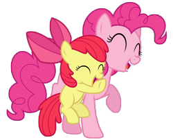 Size: 8192x6652 | Tagged: safe, apple bloom, pinkie pie, earth pony, pony, pinkie apple pie, absurd resolution, cute, duo, hug, simple background, transparent background, vector