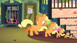 Size: 879x494 | Tagged: safe, applejack, scootaloo, earth pony, pony, somepony to watch over me, droste effect, exploitable meme, inception, meme, recursion, under the bed, wat