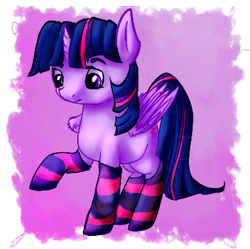 Size: 401x400 | Tagged: safe, artist:moonsharddragon, derpibooru import, twilight sparkle, twilight sparkle (alicorn), alicorn, pony, clothes, cute, female, mare, socks, solo, striped socks