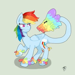 Size: 894x894 | Tagged: safe, derpibooru import, rainbow dash, plant pony, augmented tail, species swap, tail mouth