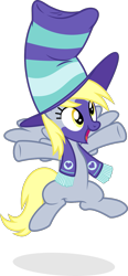 Size: 691x1485 | Tagged: safe, artist:punzil504, derpy hooves, pegasus, pony, buckball season, clothes, face paint, female, hat, open mouth, scarf, simple background, solo, top hat, transparent background, vector