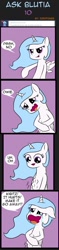 Size: 435x1834 | Tagged: safe, artist:icesticker, princess celestia, alicorn, pony, askblutia, bipedal, blutia, crying, stomach ache, stomach growl, stomach noise, tempting fate, tummy ache