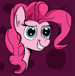 Size: 679x682 | Tagged: safe, artist:flutteriot, pinkie pie, earth pony, pony, female, mare, pink coat, pink mane, smiling, solo
