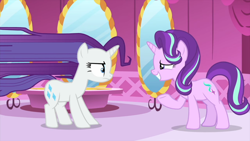 Size: 1280x720 | Tagged: safe, screencap, rarity, starlight glimmer, pony, unicorn, rarity's biggest fan, youtube link