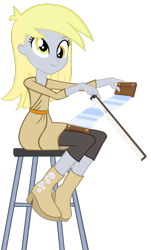 Size: 1024x1699 | Tagged: safe, artist:evilangeljs, derpy hooves, equestria girls, rainbow rocks, bow (instrument), musical instrument, musical saw, simple background, smiling, solo, stool, transparent background, vector