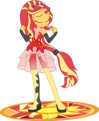 Size: 1730x2116 | Tagged: safe, artist:phucknuckl, part of a set, sunset shimmer, better together, equestria girls, forgotten friendship, clothes, eyes closed, inkscape, simple background, smiling, solo, transparent background, vector