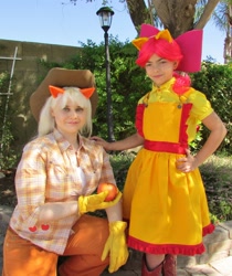 Size: 1828x2177 | Tagged: safe, artist:naomi-daos, apple bloom, applejack, human, cosplay, irl, irl human, photo