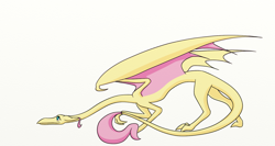 Size: 1500x800 | Tagged: safe, artist:t3zz, fluttershy, dragon, dragonified, flutterdragon, simple background, solo, species swap