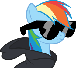 Size: 6000x5400 | Tagged: safe, artist:dasduriel, derpibooru import, rainbow dash, pegasus, pony, .ai available, .psd available, absurd resolution, clothes, cool, hoodie, simple background, solo, sunglasses, swag, transparent background, vector