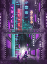 Size: 4000x5500 | Tagged: safe, alternate version, artist:sol-r, starlight glimmer, pony, unicorn, absurd resolution, city, cyberpunk, female, mare