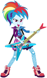 Size: 864x1424 | Tagged: safe, artist:poniiandii, derpibooru import, rainbow dash, equestria girls, friendship through the ages, rainbow rocks, 80s, alternate hairstyle, ear piercing, electric guitar, female, guitar, guitar pick, jewelry, musical instrument, necklace, piercing, rainbow punk, simple background, solo, svg, transparent background, vector
