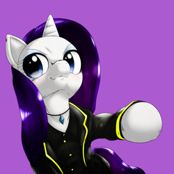 Size: 4000x4000 | Tagged: safe, artist:ushiro no kukan, rarity, pony, unicorn, female, horn, mare, necklace, purple mane, solo, white coat