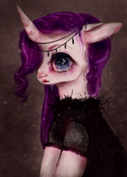 Size: 894x1245 | Tagged: safe, artist:vetallie, rarity, pony, unicorn, crying, lipstick, makeup, solo