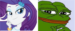 Size: 1109x459 | Tagged: safe, rarity, equestria girls, friendship games, comparison, meme, pepe the frog, rare pepe