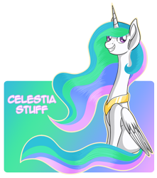 Size: 1112x1259 | Tagged: safe, artist:iraincloud, princess celestia, alicorn, pony, gradient background, long neck, missing accessory, missing cutie mark, solo