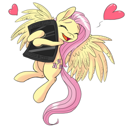 Size: 1000x1000 | Tagged: safe, artist:pusspuss, fluttershy, pegasus, pony, cargo ship, cintiq, happy, hug, solo