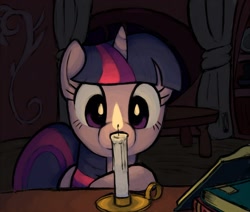 Size: 1400x1188 | Tagged: safe, artist:inkwel-mlp, derpibooru import, twilight sparkle, book, candle, solo