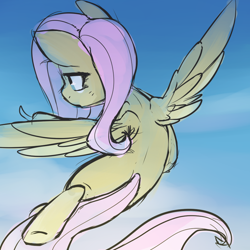 Size: 900x900 | Tagged: safe, artist:pegacornss, fluttershy, pegasus, pony, gradient background, sky, solo