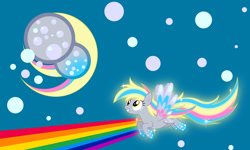 Size: 2000x1200 | Tagged: safe, artist:yo-cosplay, artist:zekrom-9, derpy hooves, pegasus, pony, bubble, cutie mark, female, mare, rainbow power, rainbow power-ified, simple background, solo, vector, wallpaper