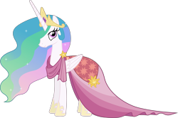 Size: 8480x5630 | Tagged: safe, artist:90sigma, princess celestia, alicorn, pony, make new friends but keep discord, absurd resolution, clothes, dress, female, gala dress, hair over one eye, mare, simple background, solo, transparent background, vector