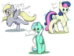 Size: 1600x1200 | Tagged: safe, artist:bubbles906, bon bon, derpy hooves, lyra heartstrings, sweetie drops, pegasus, pony, chest fluff, female, flying, heart, looking at you, mare, open mouth, raised hoof, simple background, smiling, spread wings, tongue out, transparent background