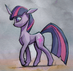 Size: 1024x986 | Tagged: safe, artist:i-am-knot, derpibooru import, twilight sparkle, profile, solo, walking