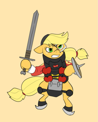 Size: 595x738 | Tagged: safe, artist:metal-kitty, applejack, earth pony, pony, crossover, demo jack, demoman, eyelander, solo, team fortress 2