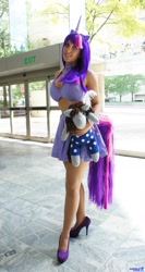 Size: 1092x2048 | Tagged: safe, artist:sarahn29, derpibooru import, smarty pants, twilight sparkle, human, cosplay, high heels, irl, irl human, otakon, photo, plushie, solo