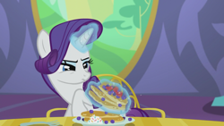 Size: 1366x768 | Tagged: safe, screencap, rarity, pony, unicorn, castle sweet castle, female, horn, mare, white coat