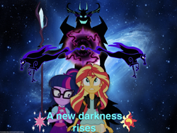 Size: 2048x1536 | Tagged: safe, editor:php77, sci-twi, storm king, sunset shimmer, twilight sparkle, windigo, equestria girls, my little pony: the movie