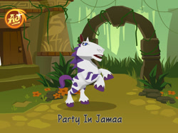 Size: 1024x768 | Tagged: safe, screencap, rarity, animal jam, missing horn, open mouth, party in jamaa, race swap