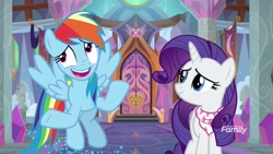 Size: 1920x1080 | Tagged: safe, derpibooru import, screencap, rainbow dash, rarity, pegasus, pony, unicorn, the end in friend, bandana, door, duo, female, mare, neckerchief, school of friendship