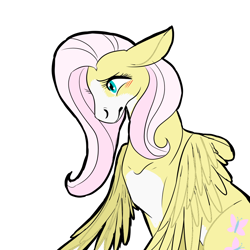 Size: 1000x1000 | Tagged: safe, artist:zimista, fluttershy, horse, pegasus, pony, hoers, simple background, solo