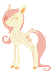 Size: 582x810 | Tagged: safe, artist:lemonsinasoup, fluttershy, pegasus, pony, eyes closed, limited palette, simple background, smiling, solo