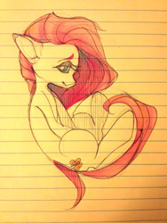 Size: 960x1280 | Tagged: safe, artist:floofie, fluttershy, pegasus, pony, lined paper, sketch, solo, traditional art