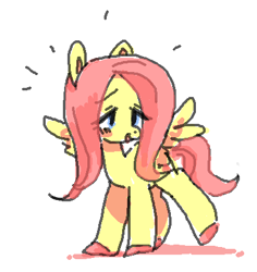 Size: 400x424 | Tagged: safe, artist:pittosporum, fluttershy, pegasus, pony, female, mare, pink mane, solo, yellow coat