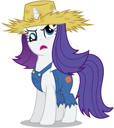 Size: 6250x7000 | Tagged: safe, artist:caliazian, rarity, pony, unicorn, simple ways, .ai available, absurd resolution, clothes, country, derp, hat, impersonating, open mouth, overalls, rarihick, simple background, solo, straw hat, transparent background, vector