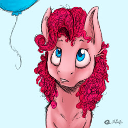 Size: 800x800 | Tagged: safe, artist:the-blackeye, pinkie pie, earth pony, pony, balloon, cute, pink, sketch