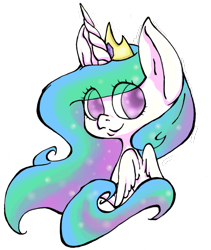 Size: 933x1106 | Tagged: safe, artist:kittykatkay, princess celestia, alicorn, pony, crown, female, horn, mare, multicolored mane, multicolored tail, solo, white coat, white wings, wings