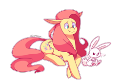 Size: 1608x1106 | Tagged: safe, artist:chiptoony, angel bunny, fluttershy, pegasus, pony, grumpy, lying