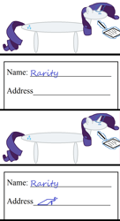 Size: 946x1738 | Tagged: safe, artist:theotakux, rarity, pony, unicorn, 1000 hours in ms paint, ask the poniz, ms paint, pun, table pony