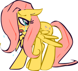 Size: 500x453 | Tagged: dead source, safe, artist:iditot, fluttershy, pegasus, pony, crying, floppy ears, hair over one eye, sad, solo