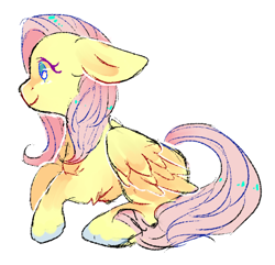 Size: 462x446 | Tagged: safe, artist:poniecake, fluttershy, pegasus, pony, floppy ears, smiling, solo