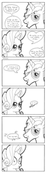 Size: 900x3330 | Tagged: safe, artist:abronyaccount, rarity, trenderhoof, pony, unicorn, simple ways, comic, lineart, monochrome