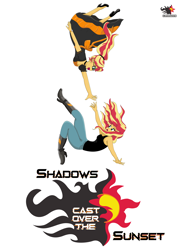 Size: 5000x6800 | Tagged: safe, artist:applety, sunset shimmer, fanfic:shadows cast over the sunset, equestria girls, absurd resolution, boots, clothes, cover art, dress, falling, shoes